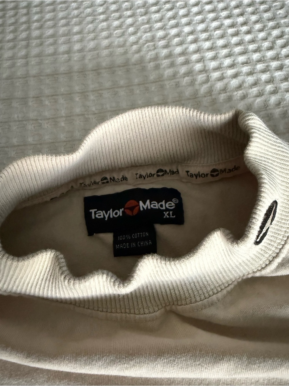 Vintage 90s TaylorMade Cream Mock Neck Long Sleeve Golf Top rare logo - Picture 7 of 7